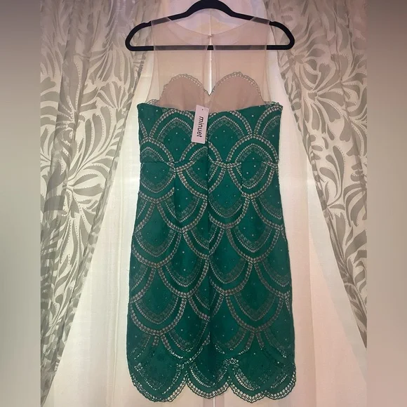 Minuet Teal Lace Dress - Picture 2 of 5